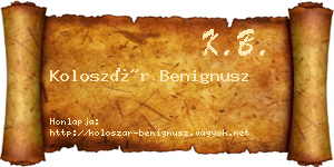 Koloszár Benignusz névjegykártya